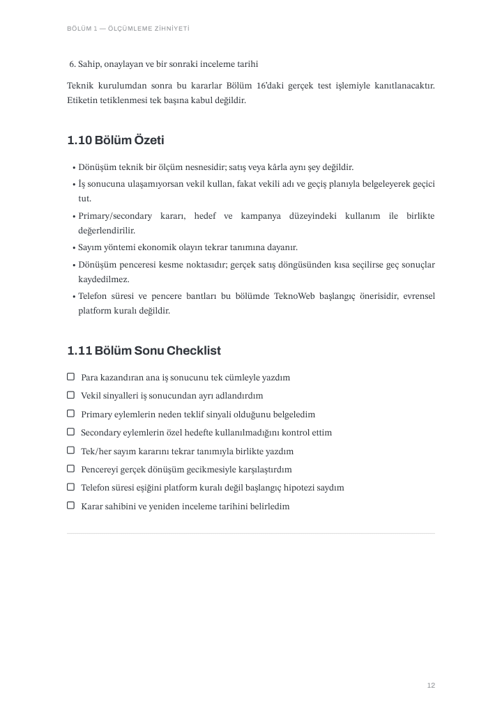 Chapter 1 summary and eight-point end-of-chapter checklist; Turkish edition
