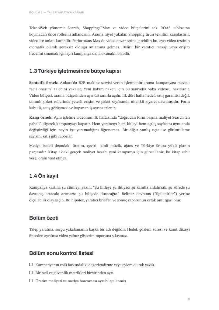 Turkish edition synthetic B2B machinery-service example from Ankara, counterexample, preregistration statement, summary and checklist.