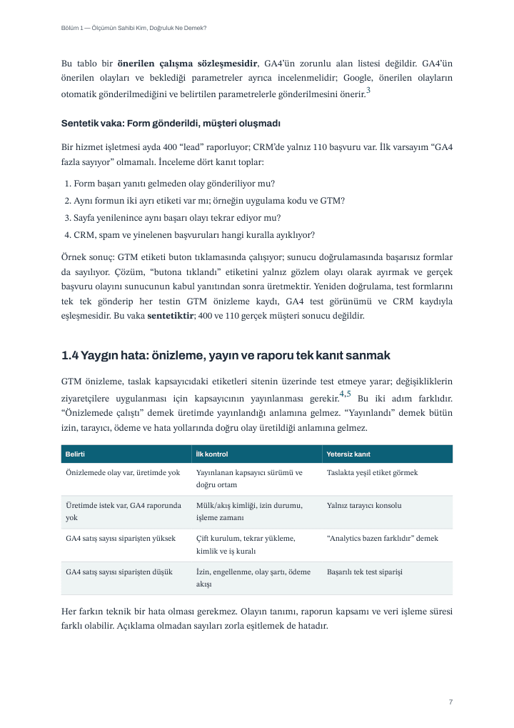 Turkish edition synthetic case and table distinguishing preview, publication and reporting.