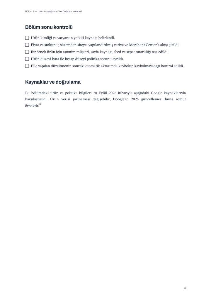 Türkische Ausgabe: Kapitel-Checkliste und Quellenprüfungshinweis.